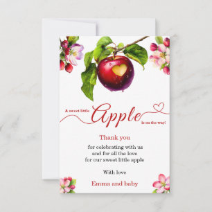 Tarjeta De Agradecimiento Una pequeña manzana está en camino   Fiesta de sho