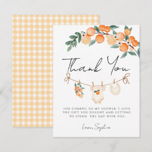 Tarjeta De Agradecimiento Una pequeña naranja de cuadros adorable Baby Showe
