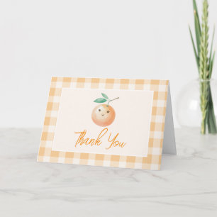 Tarjeta De Agradecimiento Una pequeña naranja de cuadros citricos Baby Showe