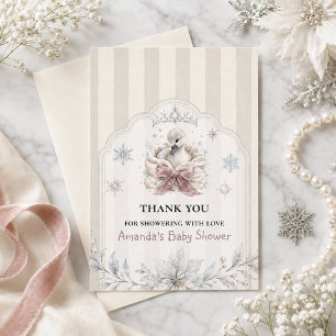 Tarjeta De Agradecimiento Una pequeña princesa cisne de invierno Baby Shower