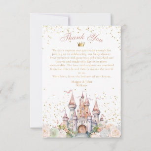 Tarjeta De Agradecimiento Una pequeña princesa Rubor Gold Crown Castle Showe