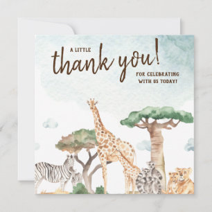 Tarjeta De Agradecimiento Una pequeña salvaje Safari Animales Baby Shower