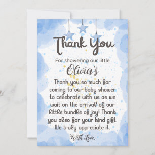 Tarjeta De Agradecimiento Una pizca de alegría: Baby Shower acuarela gracias