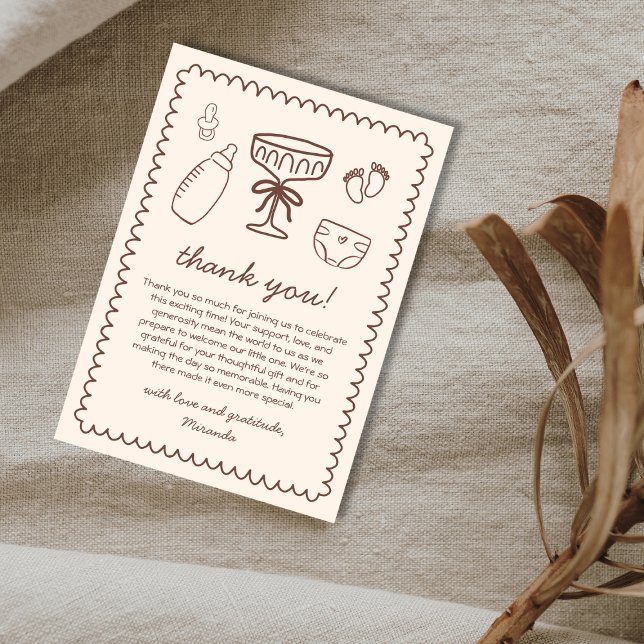 Tarjeta De Agradecimiento Una Tini En El Camino De La Jugadora Baby Shower (A Tini One On The Way Playful Baby Shower Thank You Card)