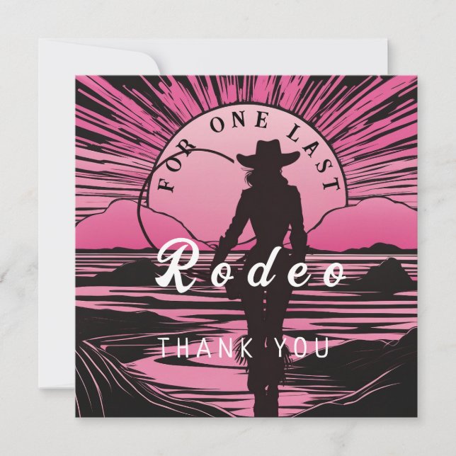 Tarjeta De Agradecimiento Una última soltera de rodeo (Anverso)