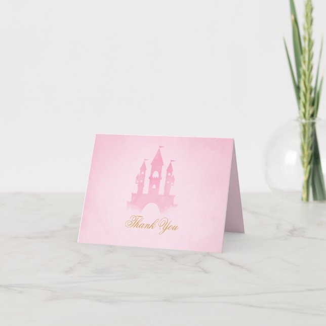 Tarjeta De Agradecimiento Una Vez, Fairytale Castle Chica Baby Shower (Anverso)
