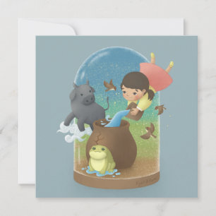 Tarjeta De Agradecimiento Una vez una ilustración de Kong-jwi y Pat-jwi