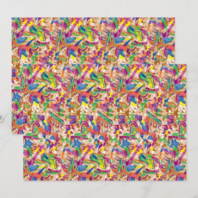 Tarjeta De Agradecimiento Una vibrante obra de arte moderno con un toque ros (Anverso / Reverso)