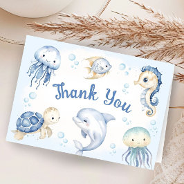 Tarjeta De Agradecimiento Under The Sea Baby Shower Folded Thank You Card