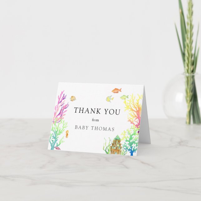 Tarjeta De Agradecimiento Under the Sea Baby Shower Gracias (Anverso)