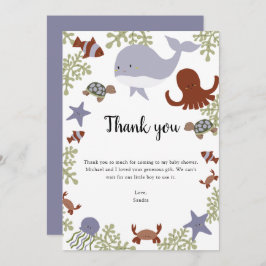 Tarjeta De Agradecimiento Under the Sea Baby Shower Gracias Kawaii
