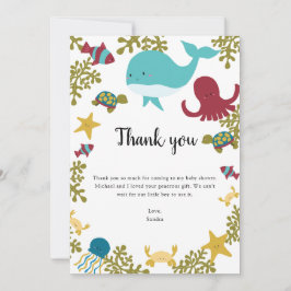 Tarjeta De Agradecimiento Under the Sea Baby Shower Gracias Kawaii