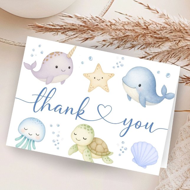 Tarjeta De Agradecimiento Under The Sea Baby Shower Ocean Thank You Card (Subido por el creador)