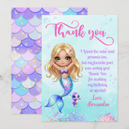Tarjeta De Agradecimiento Under the sea Birthday - Mermaid  Thank you  card