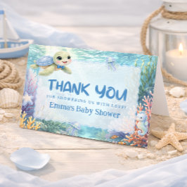 Tarjeta De Agradecimiento Under the Sea Turtle Baby Shower Thank You Card