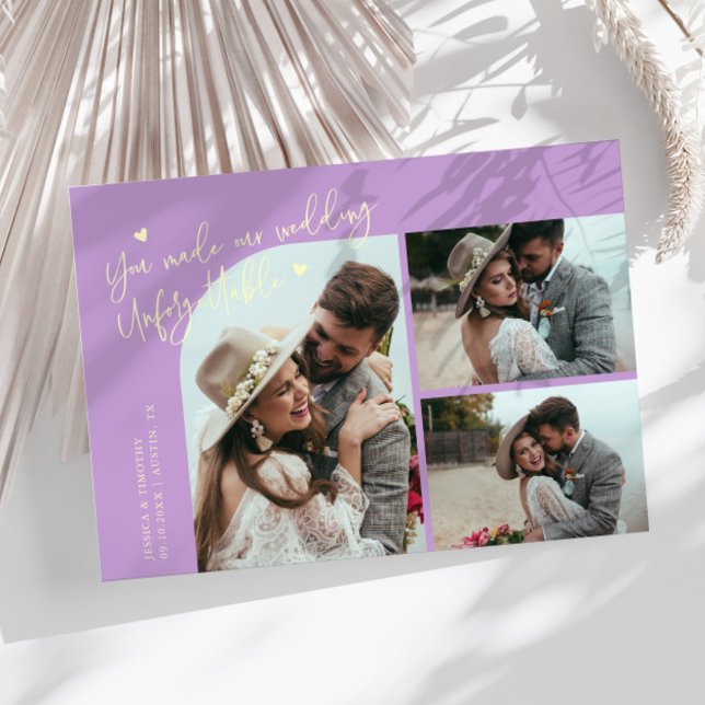 Tarjeta De Agradecimiento Unforgettable Wedding Lemon Wisteria Multi Photo (Subido por el creador)