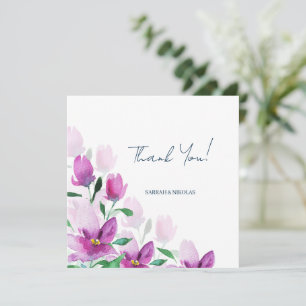 Tarjeta De Agradecimiento Unicidad de las flores de arte en acuarela violeta