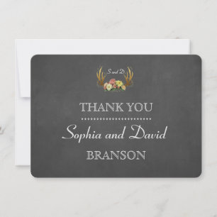 Tarjeta De Agradecimiento Único Boda de Hinchas Floral Chalk gracias