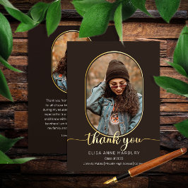 Tarjeta De Agradecimiento Único Graduado De Collage de fotos Oblong 2 Gracia