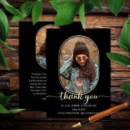Tarjeta De Agradecimiento Único Graduado De Collage de fotos Oblong 2 Gracia
