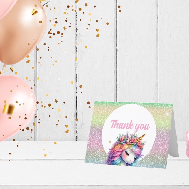Tarjeta De Agradecimiento unicornio arcoíris brillo mágico (Subido por el creador)