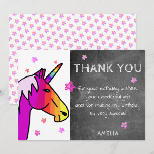 Tarjeta de agradecimiento Unicornio Arcoíris Pizar