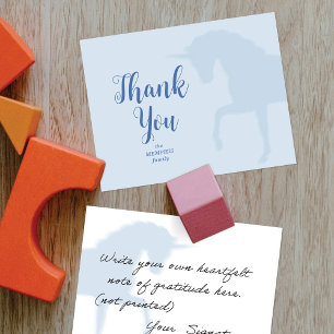 Tarjeta De Agradecimiento Unicornio Azul Mágico que Cabalga