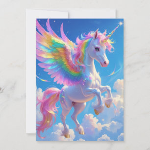 Tarjeta De Agradecimiento Unicornio danzante con alas de arcoíris