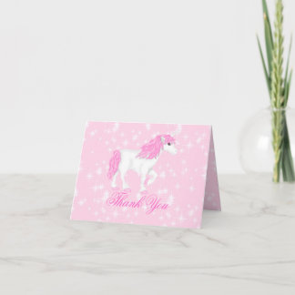 Tarjeta de agradecimiento Unicornio de brillo rosa