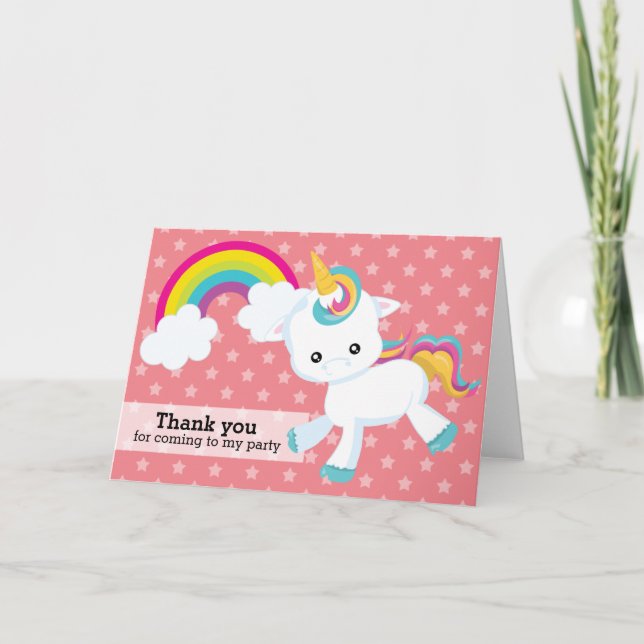 Tarjeta De Agradecimiento Unicornio del bebé * elija su color de fondo (Anverso)