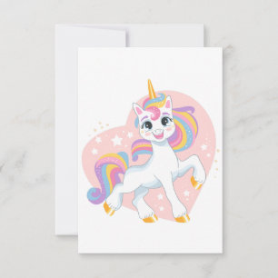 Tarjeta De Agradecimiento Unicornio lindo en el corazón