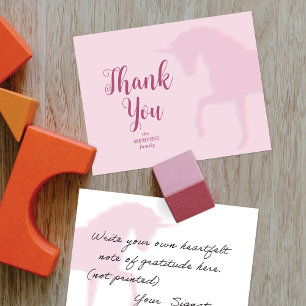 Tarjeta De Agradecimiento Unicornio Rosa Mágico que Cabalga