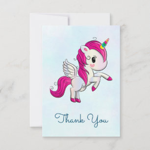 Tarjeta De Agradecimiento Unicornio rosado con alas gracias