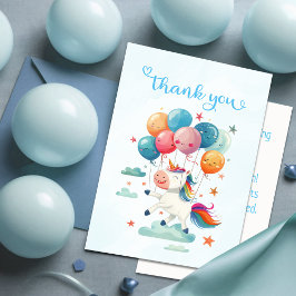 Tarjeta De Agradecimiento Unicornio Volador Divertido Colores de Arcoíris Cu