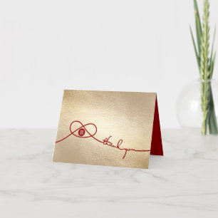 Tarjeta De Agradecimiento Unión de nudos rojos doble felicidad Boda chino
