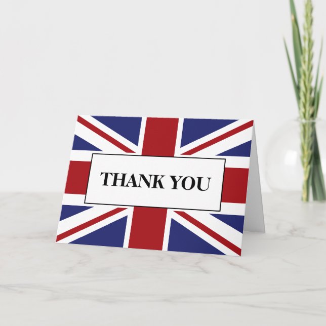 Tarjeta De Agradecimiento Union Jack Flag British Boda Gracias (Anverso)
