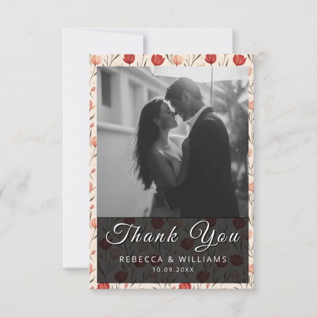 Tarjeta De Agradecimiento Unique Tulip Classic Wedding Thank You Cards (Anverso)