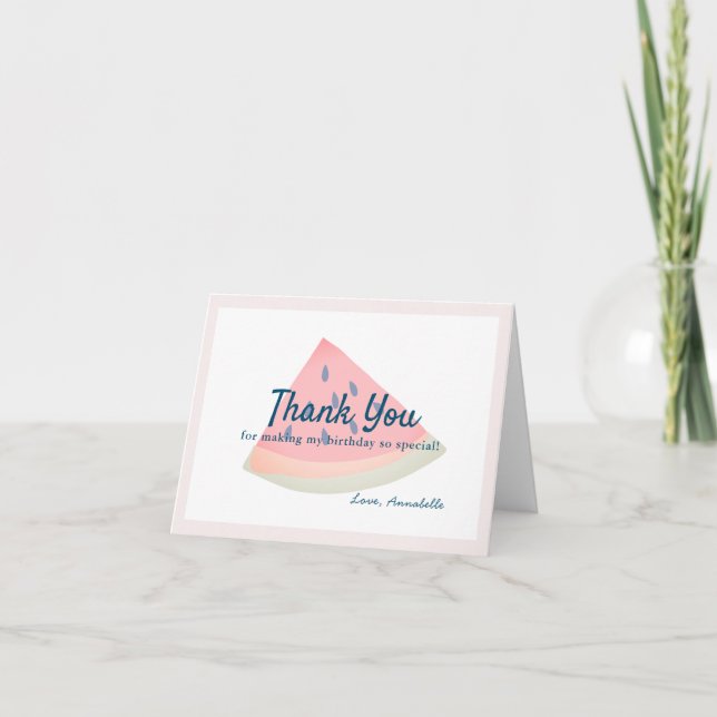 Tarjeta De Agradecimiento Uno en Melón Chica Cumpleaños (Anverso)