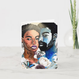 Tarjeta De Agradecimiento Uno: Notecnológicos en blanco de pareja negra afro