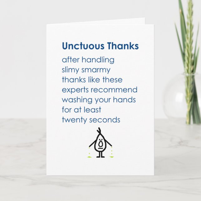 Tarjeta De Agradecimiento Untuous Gracias, Un Gracioso Poema Gracias (Anverso)