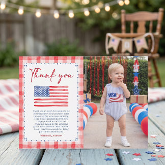 Tarjeta De Agradecimiento USA Independence Day Birthday Photo Thank You Card