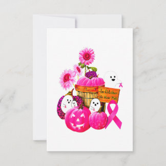 Tarjeta De Agradecimiento Usamos Fantasmas Y Calabazas Rosadas Para El Cánce