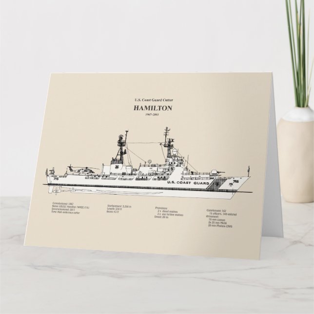 Tarjeta De Agradecimiento USCG Cutter Hamilton whec-715 - SBD (Anverso)
