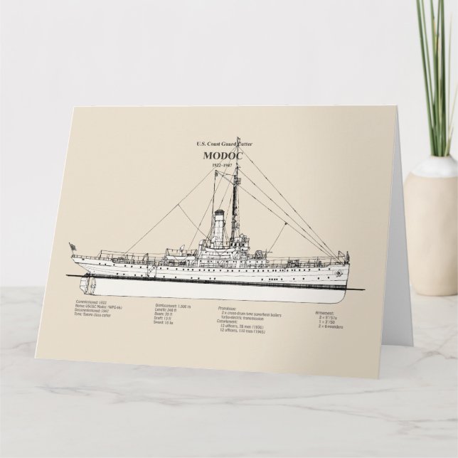 Tarjeta De Agradecimiento USCG Cutter Modoc wpg-46 - SBD (Anverso)