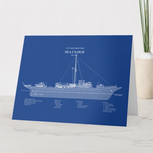 Tarjeta De Agradecimiento USCG Cutter Sea Cloud wpg-284 - ABD (Anverso)