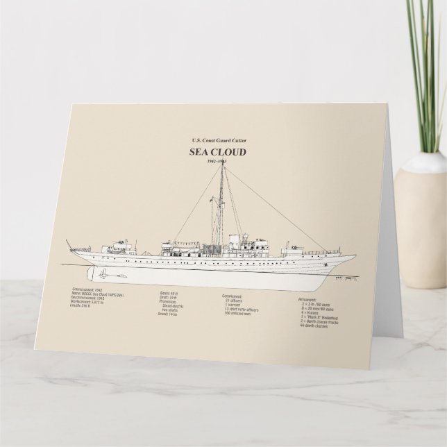 Tarjeta De Agradecimiento USCG Cutter Sea Cloud wpg-284 - SBD (Anverso)