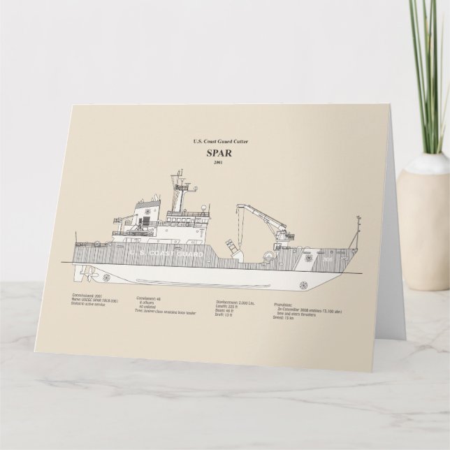 Tarjeta De Agradecimiento USCG Cutter Spar wlb-206 - SBD (Anverso)