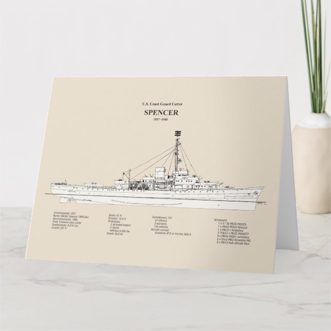 Tarjeta De Agradecimiento USCG Cutter Spencer wpg-36 - SBD (Anverso)