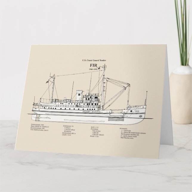 Tarjeta De Agradecimiento USCG Tender Fir wlm-212 - SBD (Anverso)