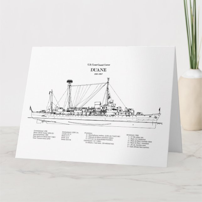 Tarjeta De Agradecimiento USCGC Duane wpg-33 - BD (Anverso)